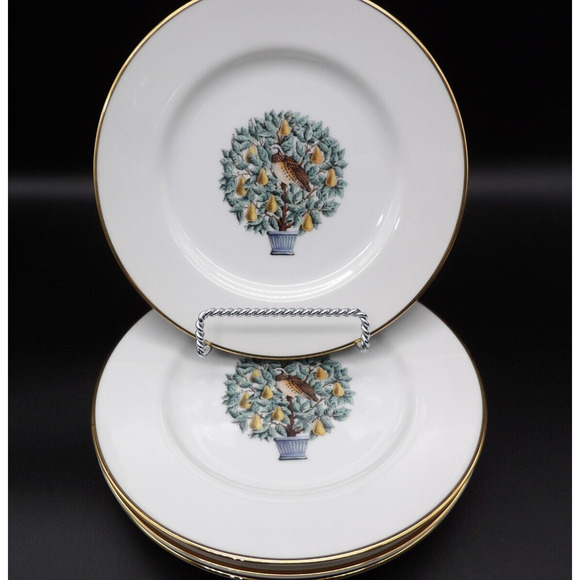 Avon 12 Days of Christmas Dessert Plates Set of 4 VTG Holiday 14K Gold Trim - Picture 1 of 4